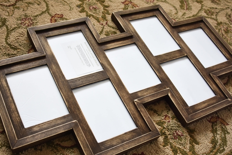 Rustic Dark Brown Collage Frame with Seven Staggered Openings