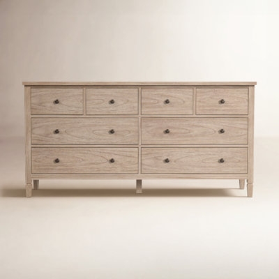 Rustic Dresser Whitewashed Finish Eight Drawers Weathered Oak