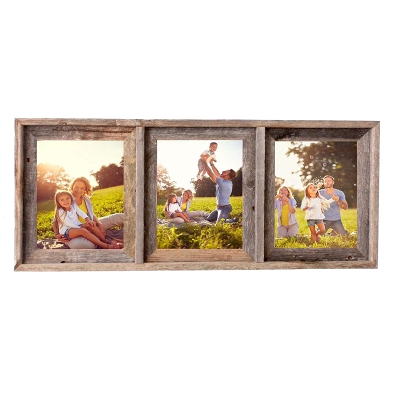 Rustic Farmhouse Collage Frame Weathered Wood Three Opening Display