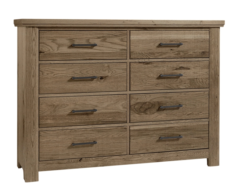 Rustic Farmhouse Double Dresser Slim Metal Pulls Eight Drawers
