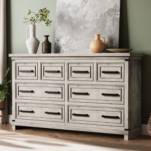 Rustic Farmhouse Dresser in Weathered Grey with Black Bar Pulls