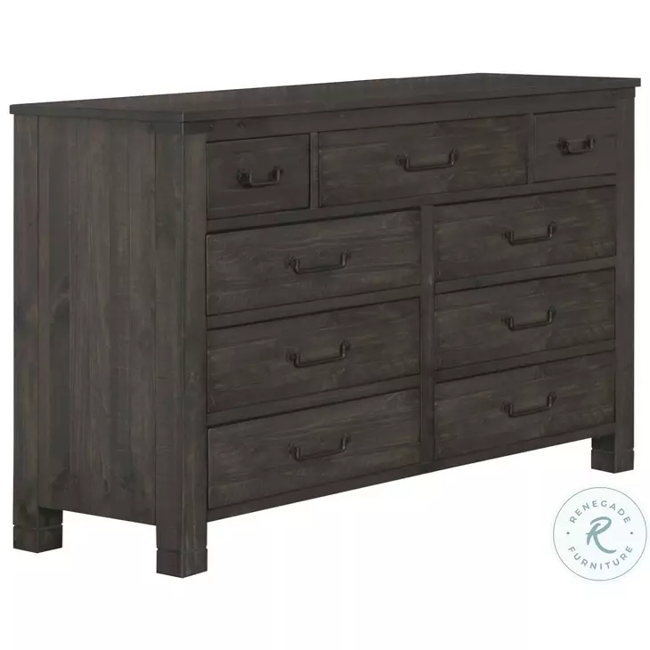 Rustic Industrial Nine Drawer Dresser Weathered Finish Bail Pulls
