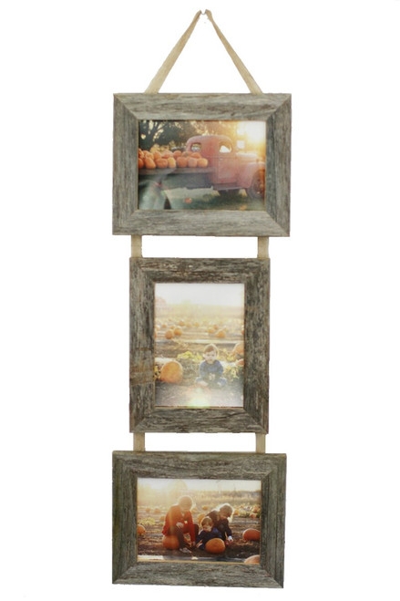 Rustic Vertical Collage Frame Rope Link Weathered Wood