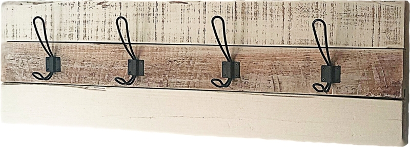 Rustic Wall Coat Rack Tri Tone Finish Wire Loop Hooks Wood
