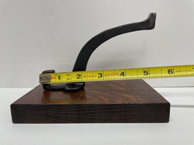 Rustic Wall Hook Exposed Hardware Matte Metal Double Prong Wood Base Sturdy
