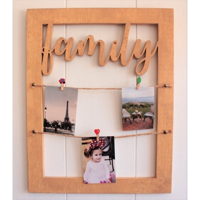 Rustic Wood Collage Frame with Twine and Clip Display System