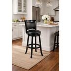 Satin Black Swivel Bar Stool Flared Legs Classic Style