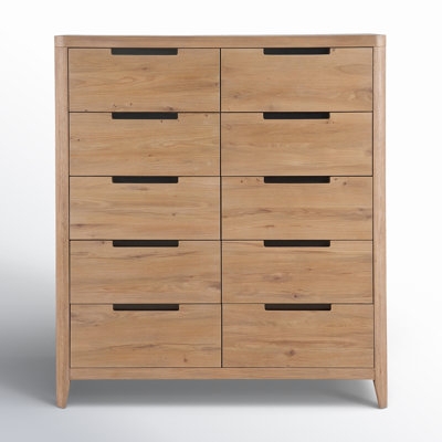 Scandinavian 10-Drawer Dresser with Cutout Handles and Rounded Corners