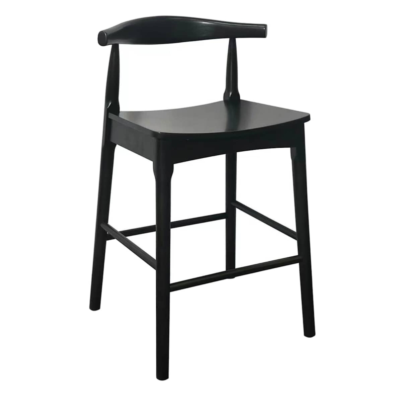 Scandinavian Counter Stool with Curved Backrest and Tapered Legs