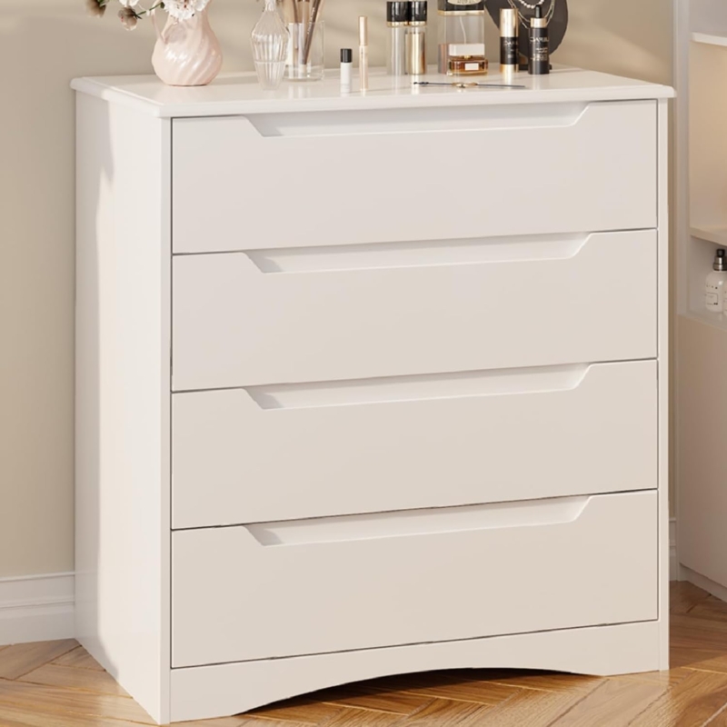 Scandinavian Dresser with Integrated Recessed Handles and Arched Base