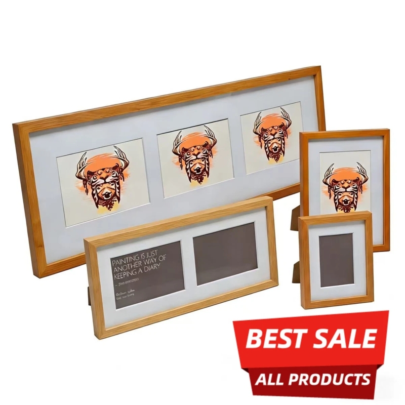 Scandinavian Style Gallery Frames Light Wood Tone White Matting