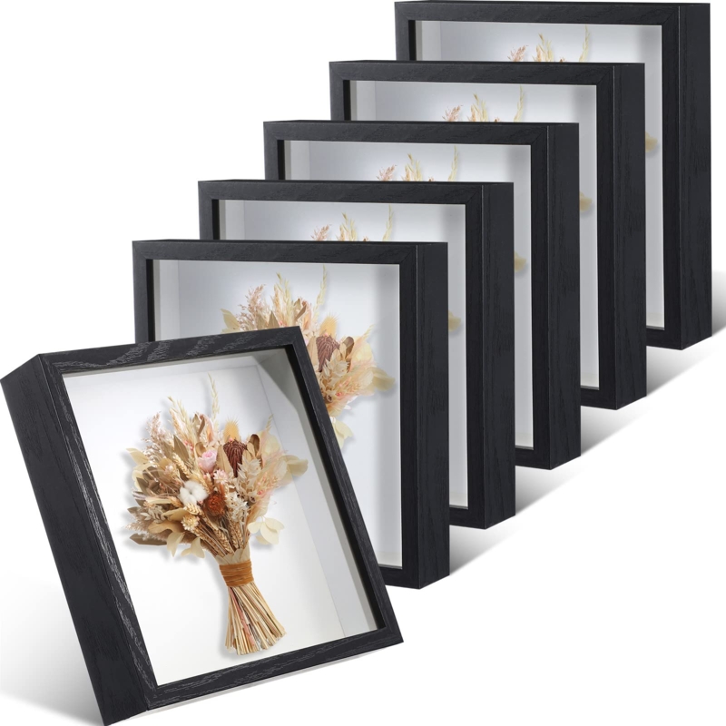Set of 6 Square Shadow Box Frames Deep Profile Minimalist Design