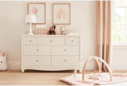 Seven-Drawer Dresser Round Knobs Transitional Nursery Storage Classic