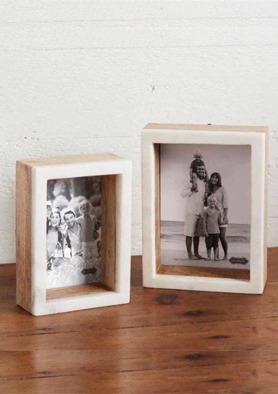 Shadow Box Picture Frames Mixed Material Marble-Like and Wood-Toned