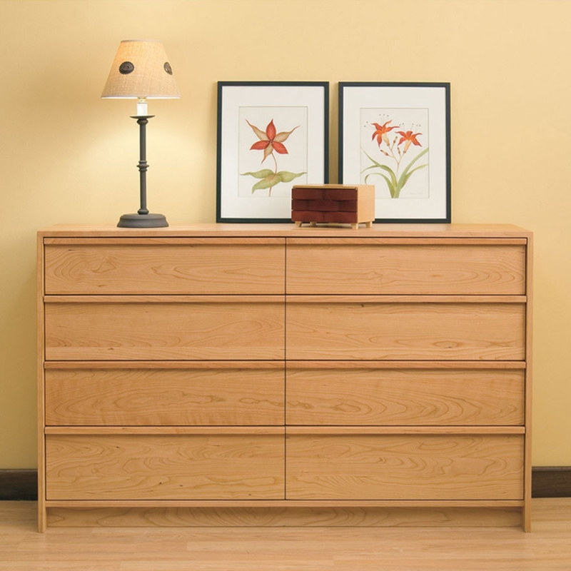 Shaker Inspired Double Dresser Integrated Drawer Pulls Natural