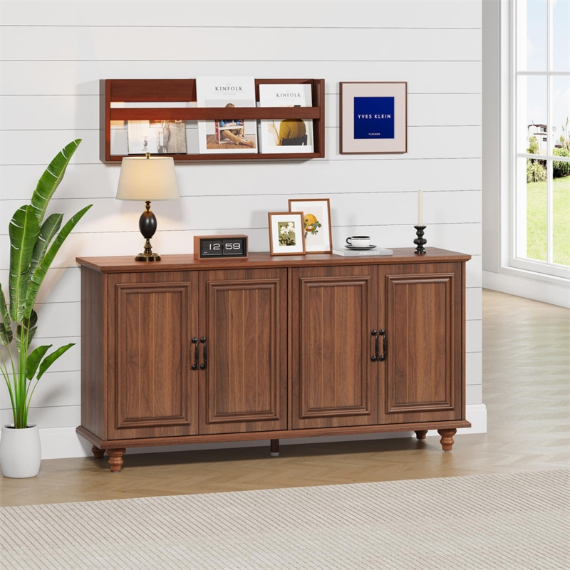 Sideboard with Turned Bun Feet and Classic Paneled Doors