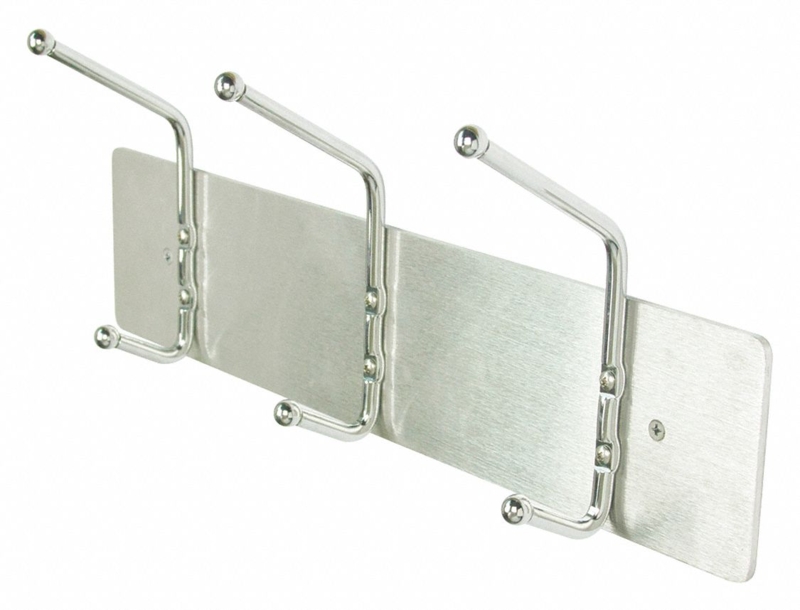 Silver Coat Rack Dual Metallic Finish Brushed Polished Chrome Hooks