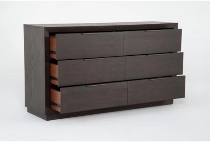 Six Drawer Double Dresser featuring Beveled Frame and Slim Pulls