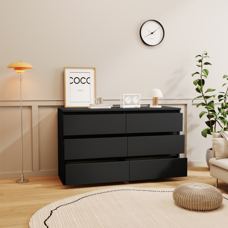 Sleek Handleless Chest of Drawers with Clean Lines in Matte Black