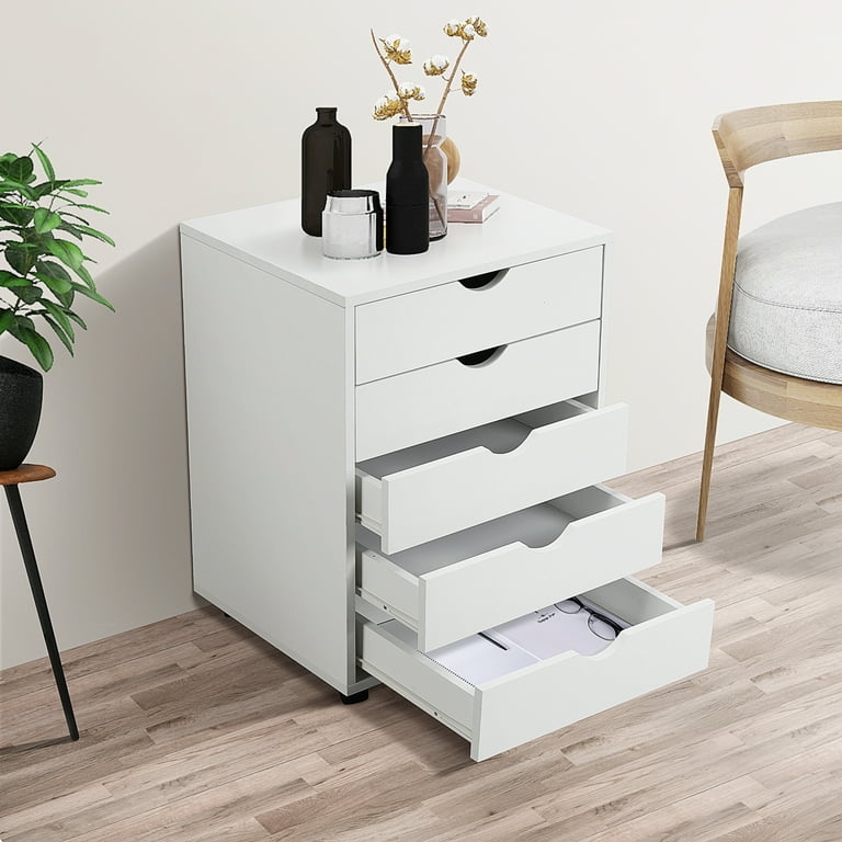 Slim Mobile Dresser with Caster Wheels and Cutout Handles
