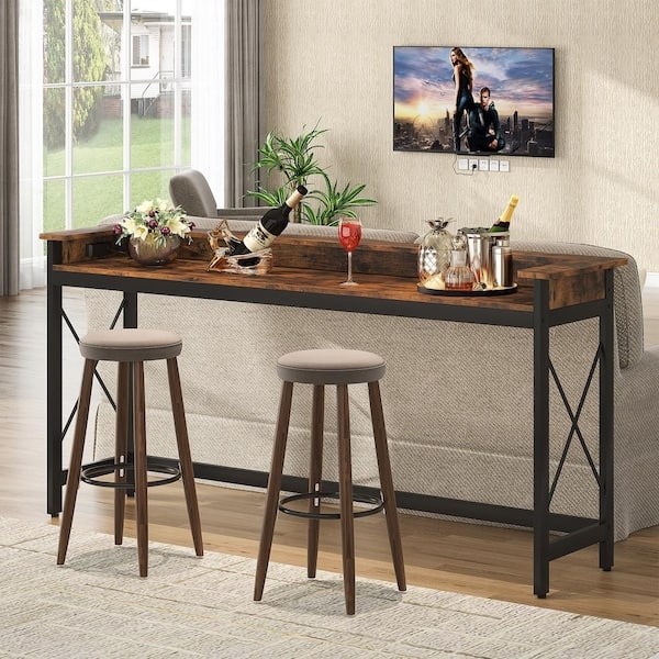 Sofa Table Built In Outlets Footrest Ring X Frame Industrial Modern