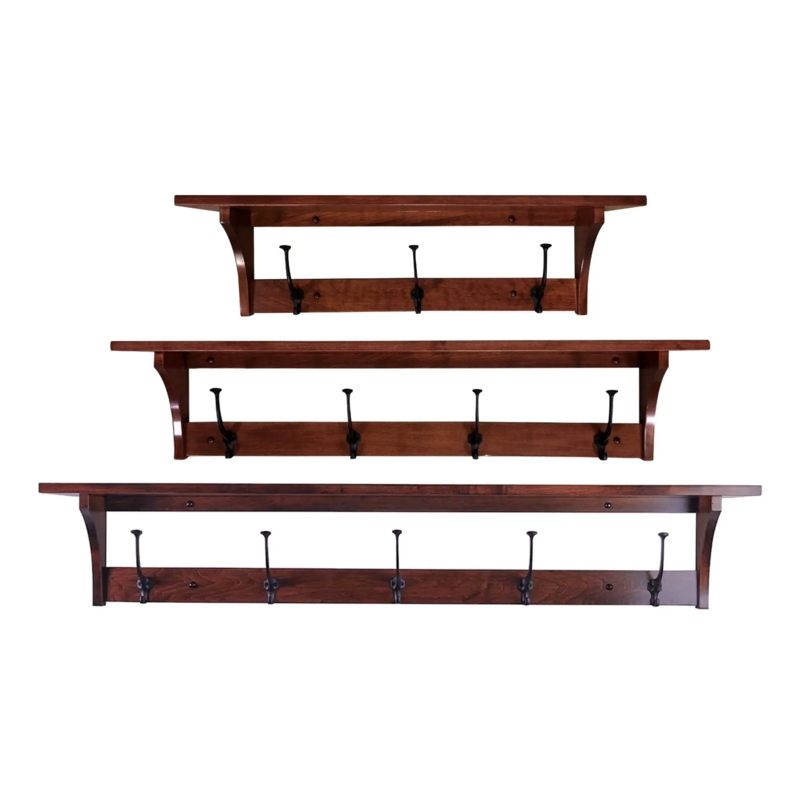 Solid Wood Wall Rack Storage with Flared Brackets