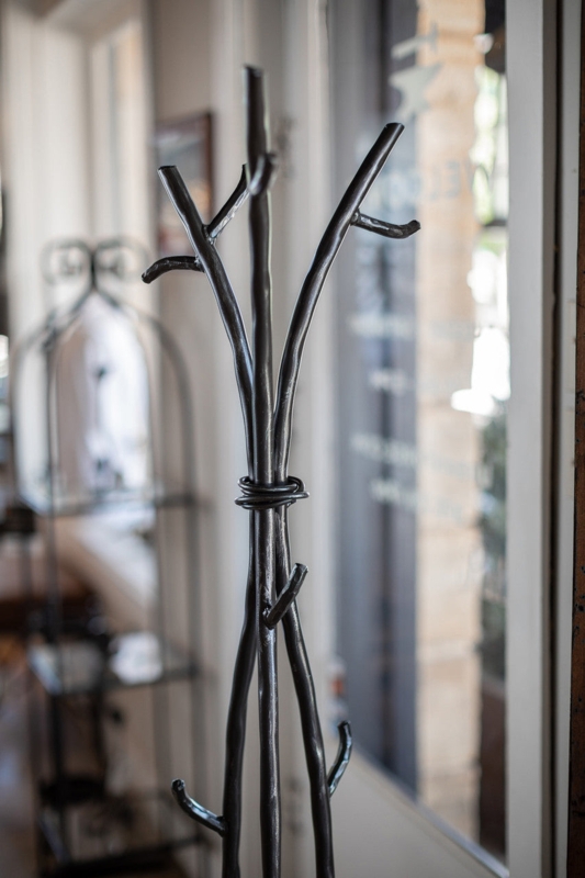 Standing Coat Rack Hand Forged Iron Wire Wrap Detail