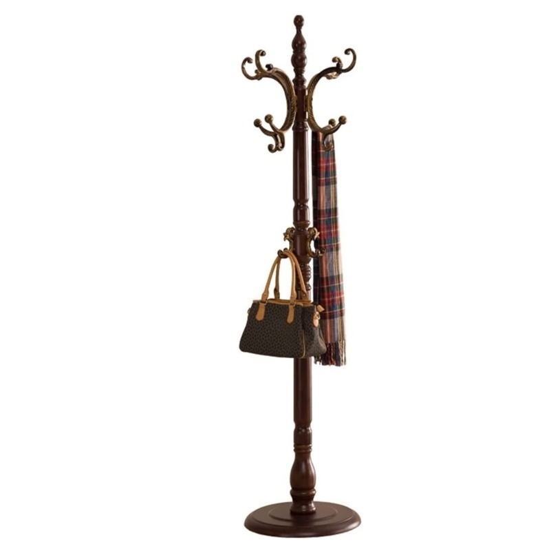 Standing Coat Rack Traditional Turned Post Circular Base