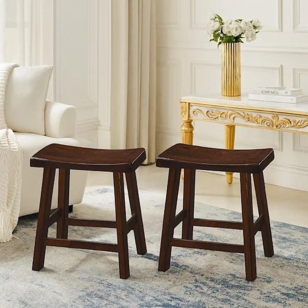 Stool Saddle Seat Warm Cherry Wood Traditional Backless