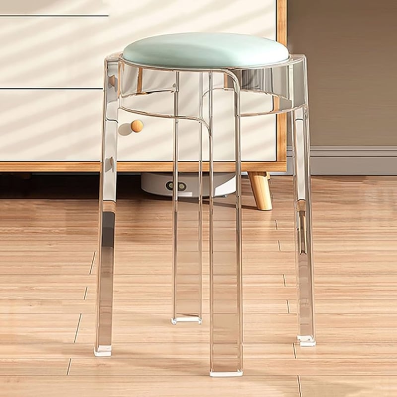 Stool Transparent Acrylic Mint Green Cushion Round Seat Backless