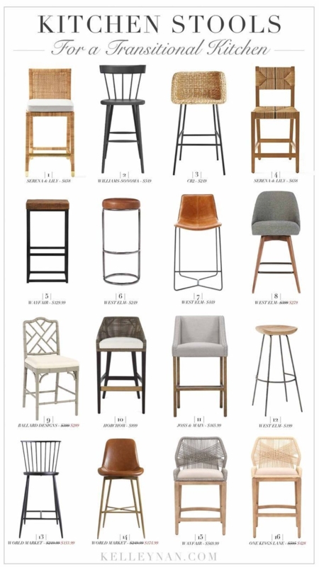 Stools Collection Transitional Kitchen Woven Textures Mixed Materials