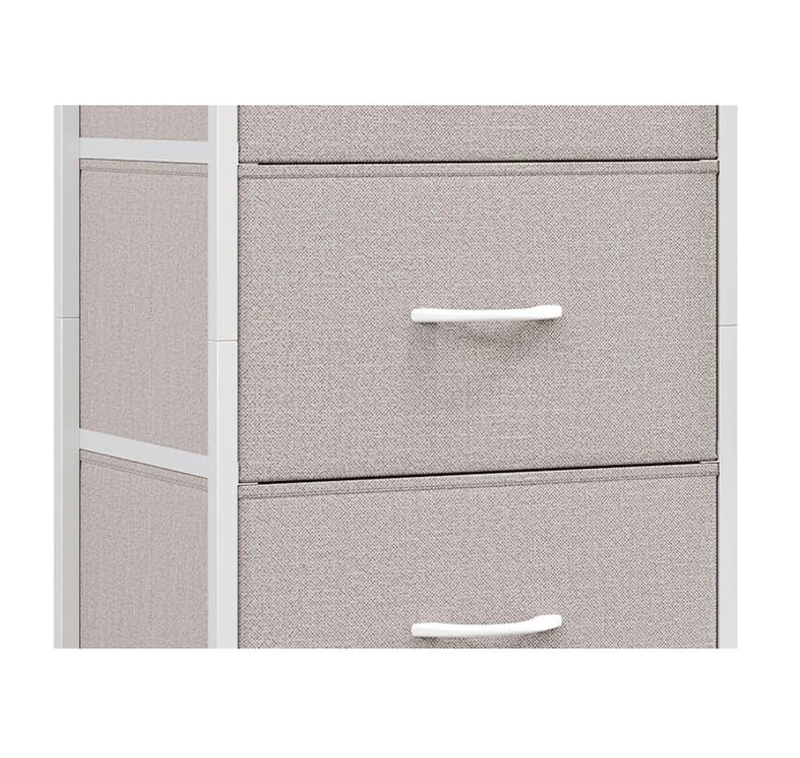 Storage Chest Ash Grey Fabric Bins White Frame Minimalist