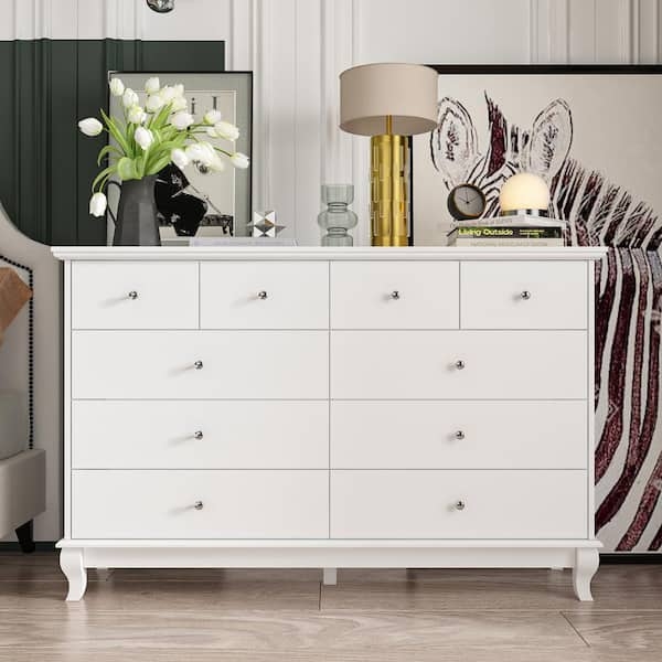 Storage Chest Bracket Feet Molding Details Elegant White Finish