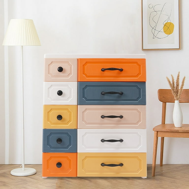 Storage Drawers Modern Whimsical Octagonal Recessed Panels Multi Color