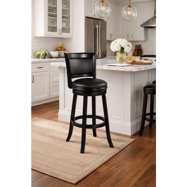 Swivel Bar Stool All Black Silhouette Flared Legs Kitchen Island