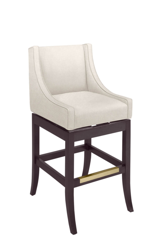 Swivel Bar Stool Brass Footrest Plate Winged Back Dark Stain