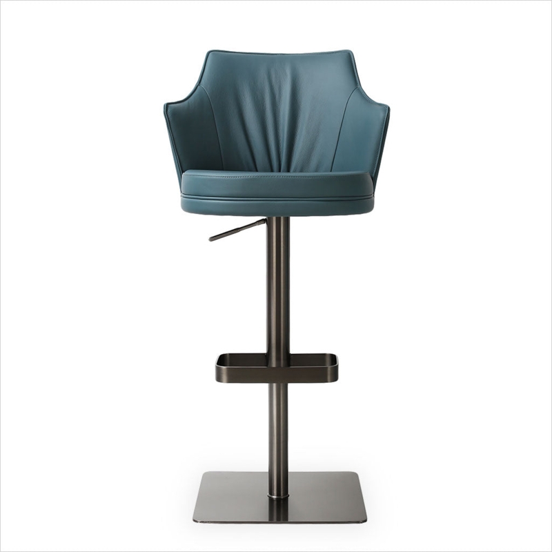 Swivel Bar Stool Gunmetal Finish Pedestal Base Contemporary Style