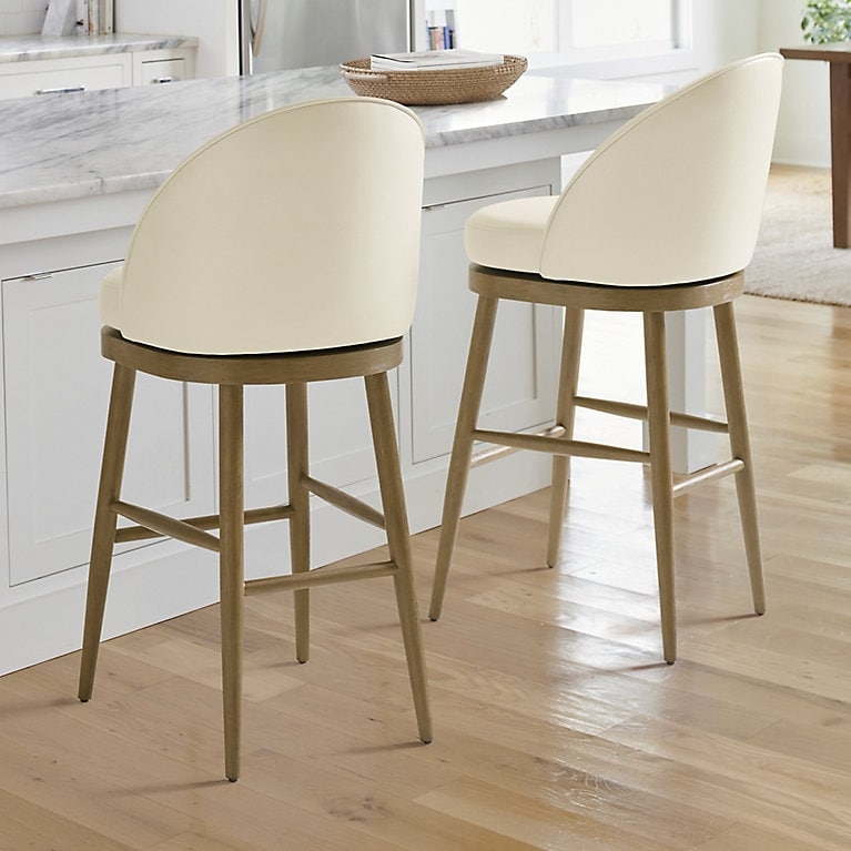 Swivel Bar Stool Mid-Century Curved Back Tapered Wood Legs