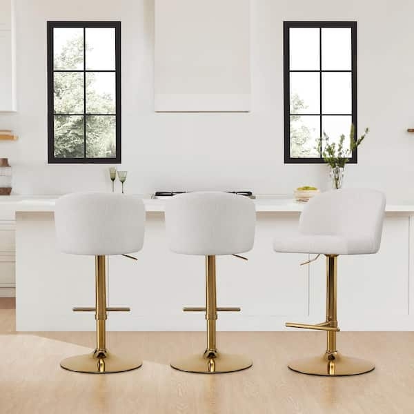 Swivel Counter Stool Adjustable Gas Lift Gold Pedestal