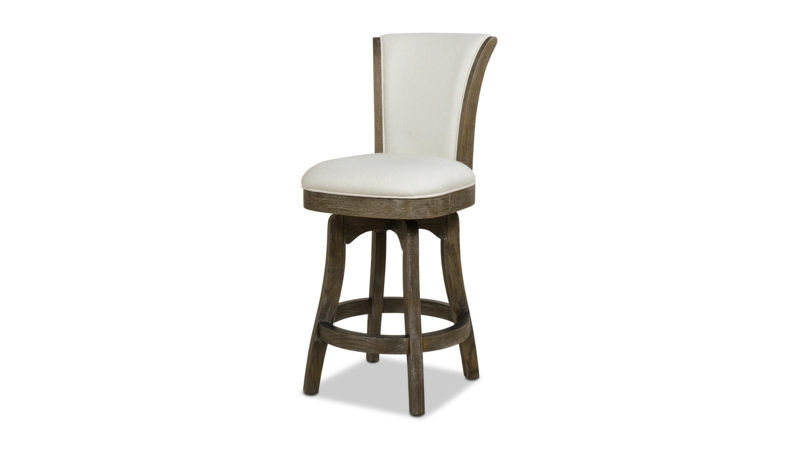 Swivel Counter Stool with Wingback Backrest Off-White Transitional
