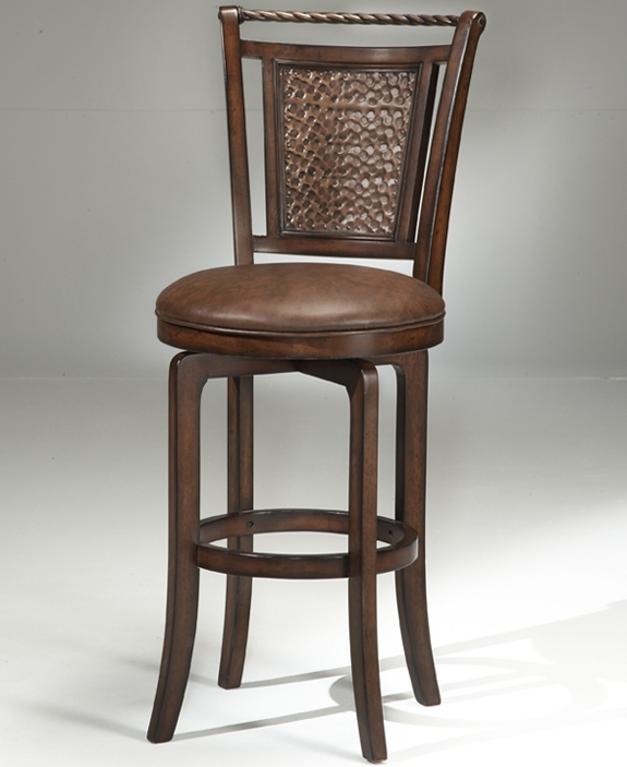 Swivel Stool featuring Hammered Copper Back and Twisted Rail