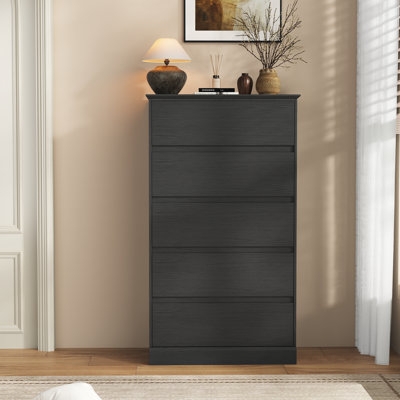 Tall Chest Charcoal Handleless Minimalist Vertical Storage