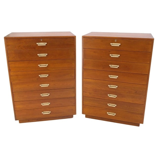 Tall Chest Of Drawers Matching Pair Eight Drawers Plinth Base