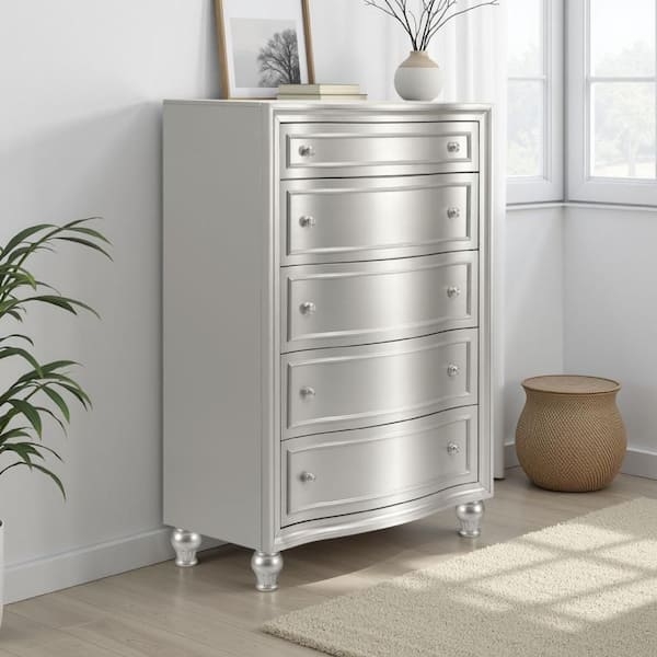 Tall Chest of Drawers with Curved Bow Fronts and Bun Feet Details
