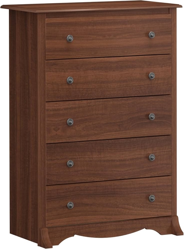 Tall Dresser Five-Drawer Traditional with Scalloped Base