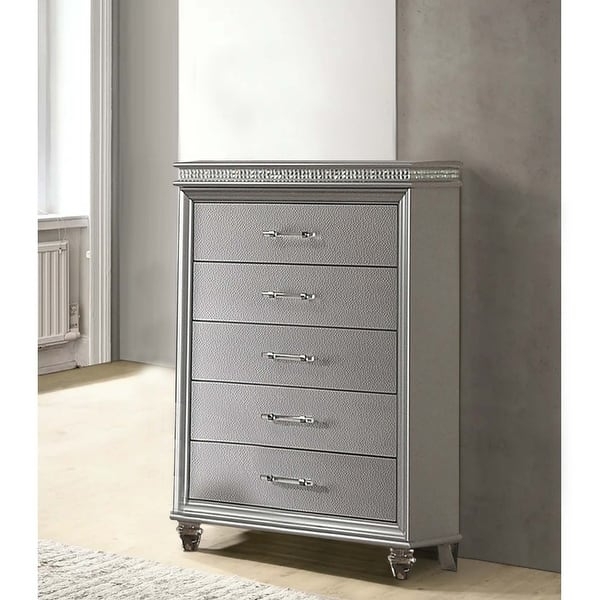 Tall Metallic Chest of Drawers with Clear Acrylic Legs and Texture