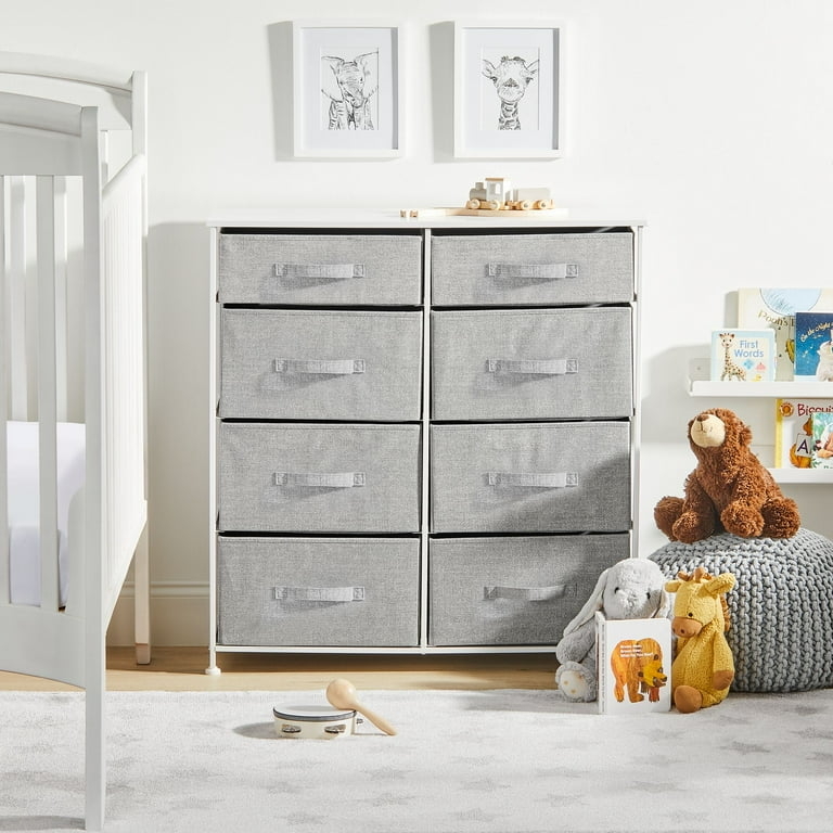 Tall Storage Dresser Eight Gray Fabric Drawers Nursery Idea
