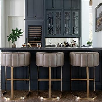 Taupe Leather And Chrome Bar Stools Design Ideas