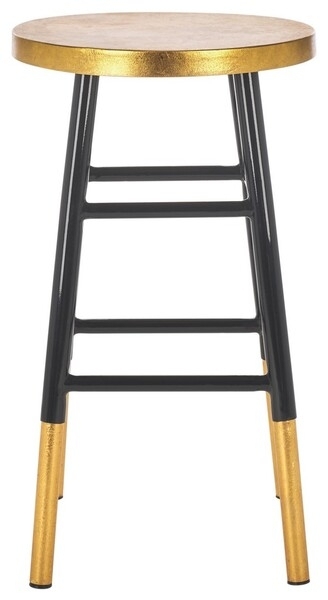 Textured Seat Bar Stool Backless Design Metallic Tipped Legs