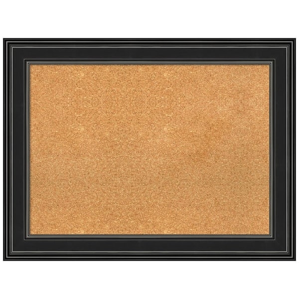 Tiered Black Frame Natural Corkboard for Transitional Office